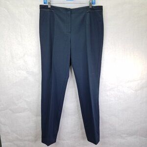 Lafayette 148 Tapered Leg Pants Women's Sz 12 Crepe Navy Stretch Mid Rise